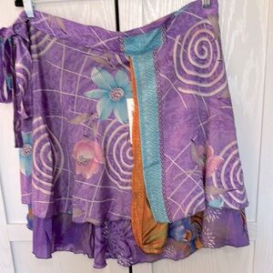 Darn Good Yarn Upcycled Reversible‎ Sari Silk Wrap Miniskirt Size 4-12